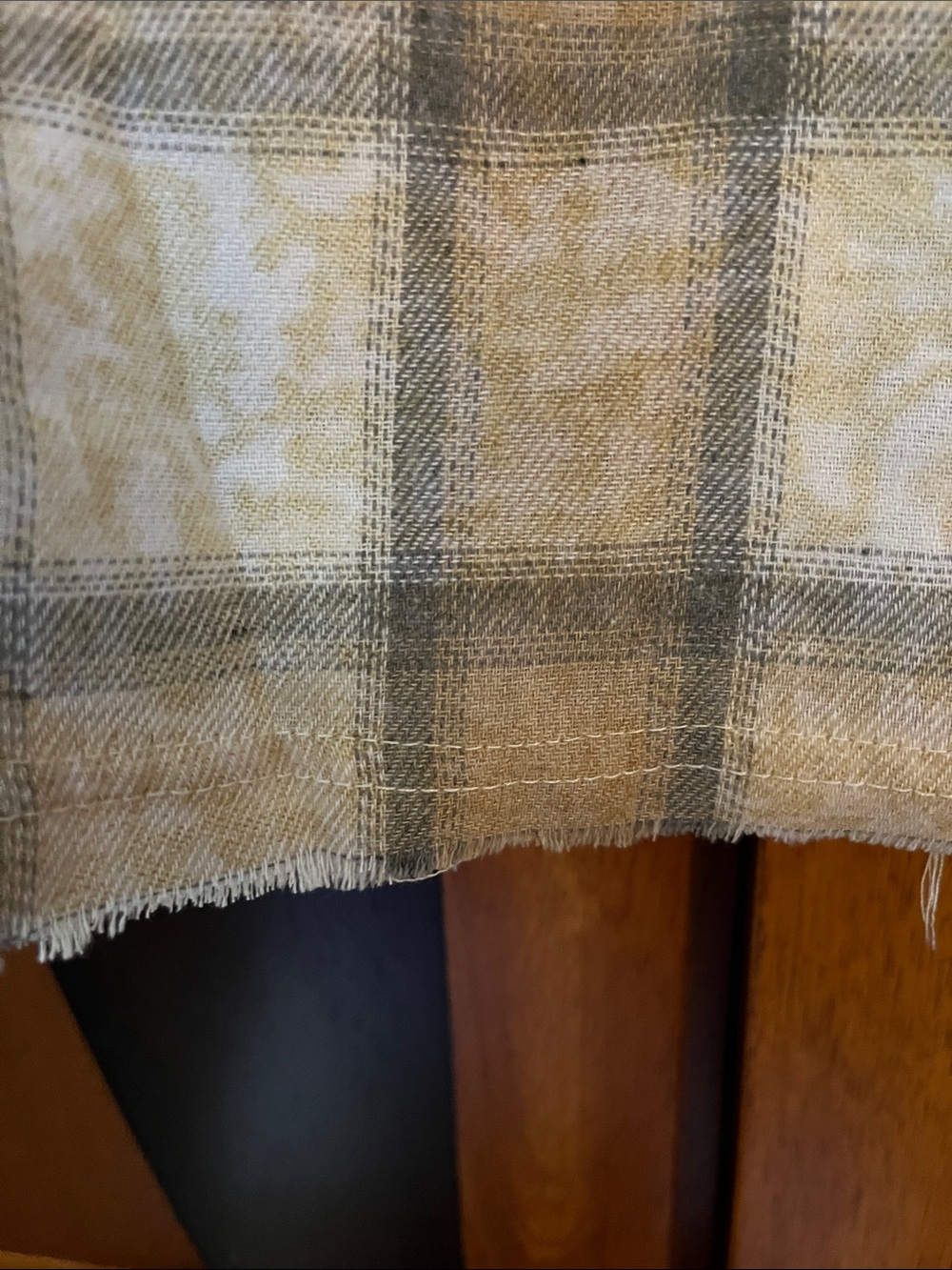 POL Plaid & Lace Patchwork Button-Up Shirt - Beige-Orange-Cream w/Open Lace - Picture 14 of 14